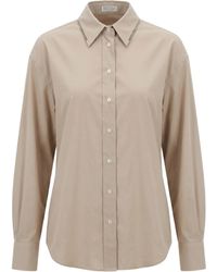 Brunello Cucinelli - Monili-trim Long-sleeve Shirt - Lyst