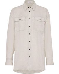 Brunello Cucinelli - Long-sleeve Linen Shirt - Lyst