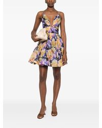 Zimmermann Pavilion Tie-Neck Mini Dress in Green | Lyst Zimmermann Pavilion Tie-Neck Mini Dress in Green | Lyst