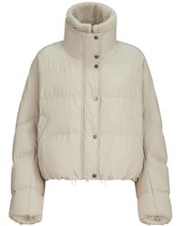 Brunello Cucinelli - Techno Cotton Taffeta Down Jacket With Detachable Shearling Insert And Monili - Lyst