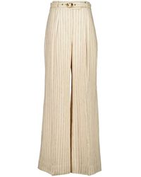 Zimmermann - Pinstripe Belted Trousers - Lyst