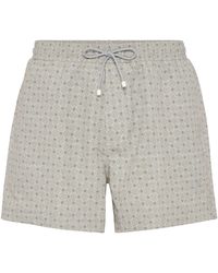 Brunello Cucinelli - Geometric-print Swim Shorts - Lyst
