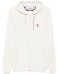 Brunello Cucinelli - Hooded Ribbed Zip-up Cardigan - Lyst