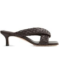 Bottega Veneta - Leather Intrecciato Riva Mules 50 - Lyst