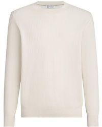 Brunello Cucinelli - Cotton Textured Rib Lightweight Sweater - Lyst