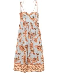 Zimmermann - Aster Floral-print Corset Midi Dress - Lyst