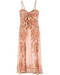 Zimmermann - Aster Paisley-print Knot-detail Midi Dress - Lyst