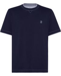 Brunello Cucinelli - Logo-embroidered T-shirt - Lyst