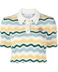 Casablancabrand - Chevron-striped Crochet Polo Shirt - Lyst