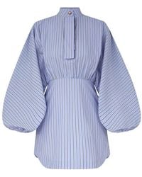 Zimmermann - Striped Balloon-sleeve Mini Dress - Lyst