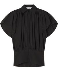 Lanvin - Puffed-sleeve Zip-front Top - Lyst