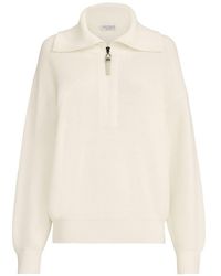 Brunello Cucinelli - Cotton English Rib Sweater With Shiny Zipper Pull - Lyst