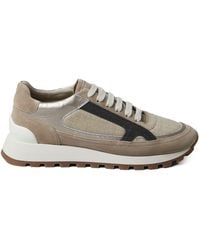 Brunello Cucinelli - Monili-embellished Panelled Sneakers - Lyst