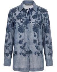 Ermanno Scervino - Floral-embroidered Linen Shirt - Lyst