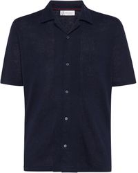 Brunello Cucinelli - Linen-blend Short-sleeved Shirt - Lyst