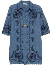 Zimmermann - Mini Aster Paisley-embroidered Scalloped Dress - Lyst
