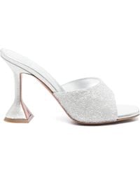 AMINA MUADDI - Satin Lupita Crystal Dust Heeled Mules 95 - Lyst