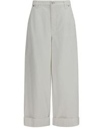 Brunello Cucinelli - Wide-leg Turn-up Trousers - Lyst