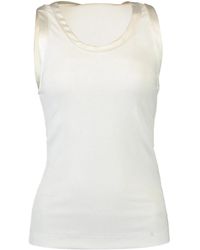 Brunello Cucinelli - Ribbed-knit Silk-trim Tank Top - Lyst