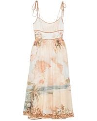Zimmermann - Map-print Tie-strap Dress - Lyst