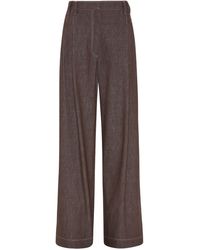 Brunello Cucinelli - Cotton Wide Leg Denim Effect Pants - Lyst