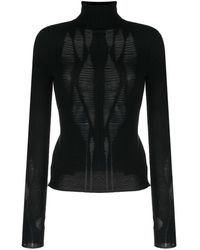 Dion Lee Wool Distressed-finish Roll Neck Jumper in Black Save 10% Womens Clothing Jumpers and knitwear Turtlenecks 
