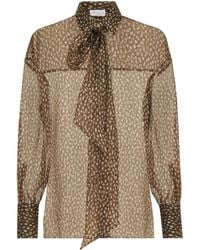 Brunello Cucinelli - Dapple Silk Organza Shirt With Neck-tie - Lyst