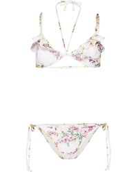 Zimmermann - White Jude Floral Print Triangle Bikini - Women's - Polyamide/spandex/elastane - Lyst
