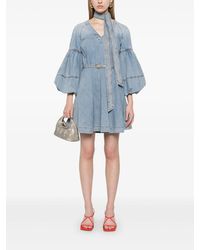 Zimmermann Pavilion Tie-Neck Mini Dress in Green | Lyst