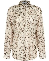 Brunello Cucinelli - Animal-print Silk Shirt - Lyst