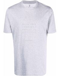 Brunello Cucinelli Slogan-print T-shirt - Gray