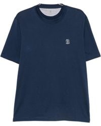 Brunello Cucinelli - Logo-embroidered Crew-neck T-shirt - Lyst