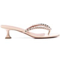 AMINA MUADDI - Gigi Thong Crystal-embellished Sandals - Lyst