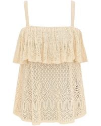 Zimmermann - Mahon Ruffled Pointelle-knit Top - Lyst
