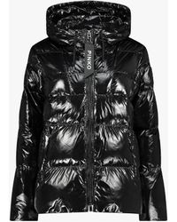 Pinko Nylon Quilted Jacket With Glossy Finish - Black