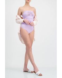 Elisabetta Franchi Strapless Lilac Swimsuit - Purple