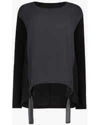 Transit Wool And Silk-blend Top With Jersey - Black