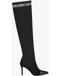 Karl Lagerfeld Pandora Monogram Knee Boots - Black