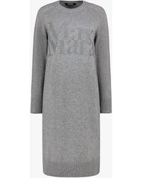Max Mara Cursore Knit Dress With Logo - Gray