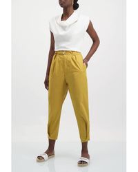 White Sand Vibrant Cotton Blend Pants - Yellow