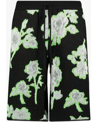 MSGM Neon Flowers Motif Shorts - Black