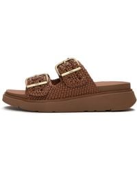 Fitflop - Gen-Ff Woven Two-Bar Slides Pu, Terracotta, Size: Uk - Lyst