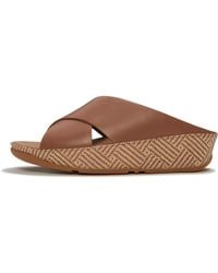 Fitflop - Lulu Lux Graphic-Weave Leather Cross Slides - Lyst