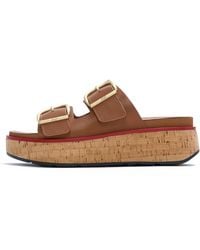 Fitflop - Gen-Ff Max Buckle Leather/Cork Two-Bar Slides - Lyst