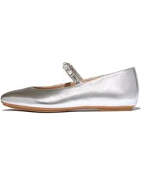 Fitflop - Delicato Pearls-And-Crystal Soft Metallic-Leather Mary Janes - Lyst