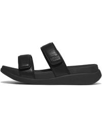 Fitflop - Women F-mode Go Adjustable Two-bar Slides Faux Leather Pu - Lyst