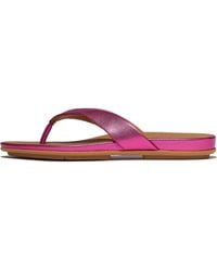Fitflop - Gracie Metallic-Leather Flip-Flops - Lyst