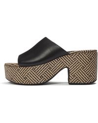 Fitflop - Platfforms Graphic-Weave Leather Heeled Slides - Lyst