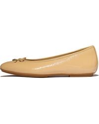 Fitflop - Delicato Bow Textured Patent-Leather Ballerinas - Lyst