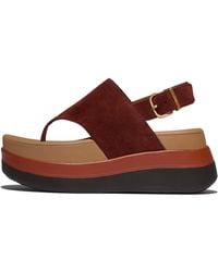 Fitflop - Women F-mode Stack Suede Back-strap Toe-post Sandals - Lyst